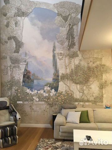 Роспись стен, барельеф в интерьере, художник