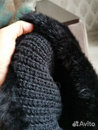 Вязаная норковая шапка