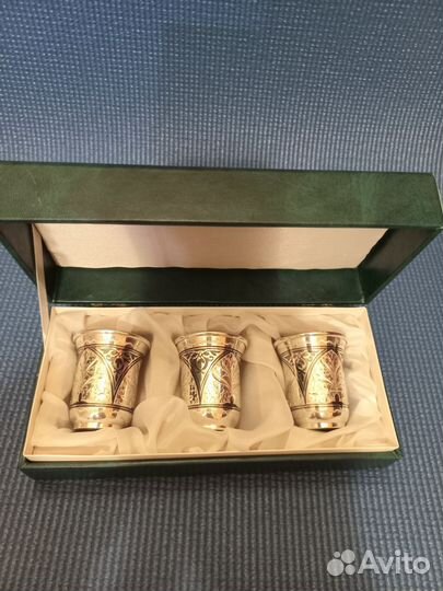 Набор из 3-х серебряных стопок Кубачи