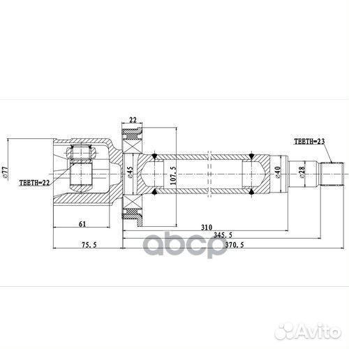 Шрус внутренний правый 22X40X23 ford focus CB4