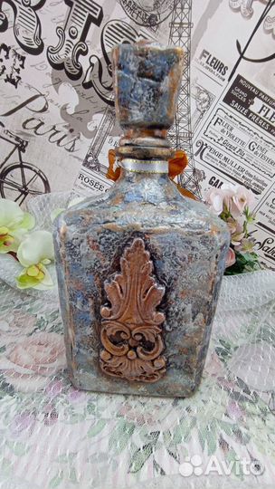 Декоративные бутылки лепнина под старину