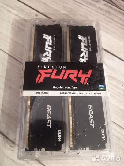 DDR4 Kingston Fury beast 16gb/32gb(8/16x2) 3200мгц