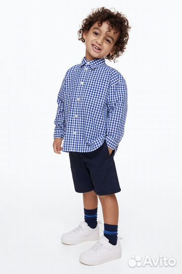 Рубашка на мальчика синяя h&m 98/104 новая