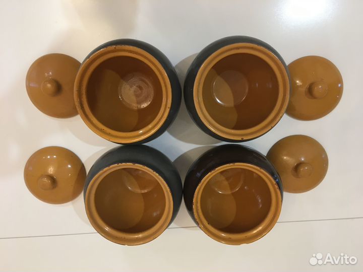 Горшочки глиняные для запекания 4 шт*800мл