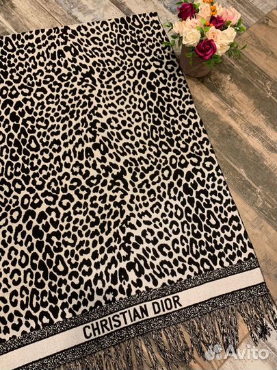 Кашемировый палантин Dior черно-белый