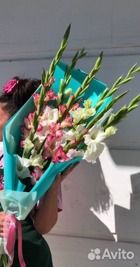 Гладиолусы букет розовые