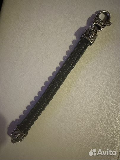 Браслет кожа с серебром