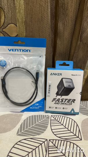 Зарядное устройство Anker Gan 65w + кабель vention