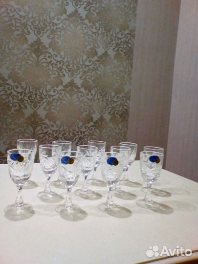 Рюмки хрустальные,новые в упаковке,12 шт,35гр