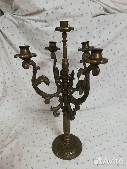 Шикарный бронзовый подсвечник на 5 свечей