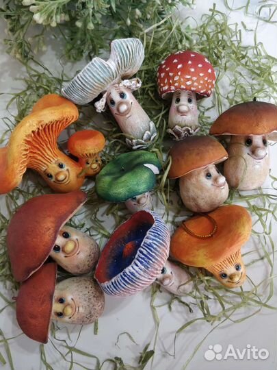 Елочные игрушки грибы папье-маше