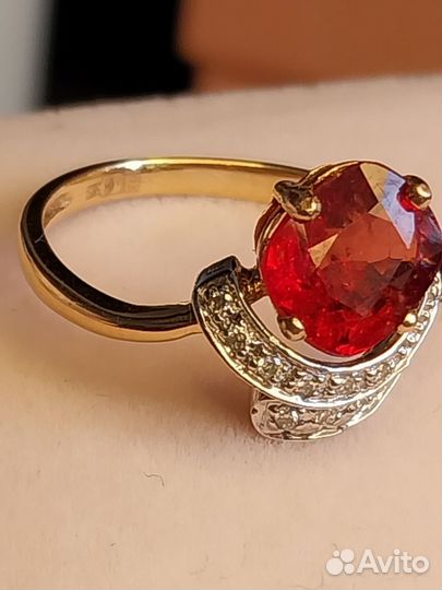 Кольцо золото со прир.шпинелью 1,8 карат