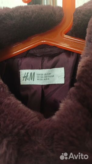 Искусственная шубка пальто H&M детская 128