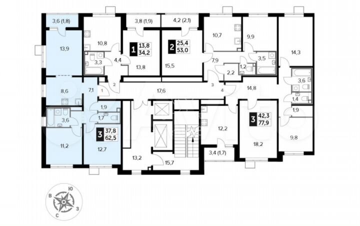 3-к. квартира, 62,5 м², 19/24 эт.