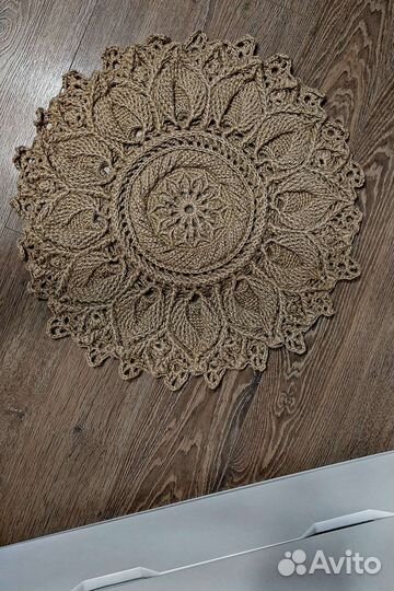 Эко-ковёр из джута, круглый