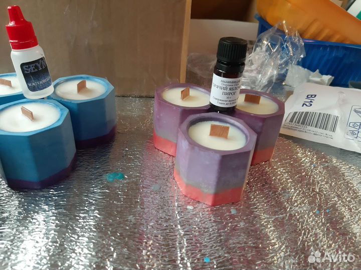 Стаканы Гипсовые, подсвечники, свечи,ручной работы