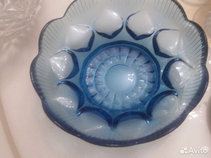 Ваза для фруктов цветное стекло СССР