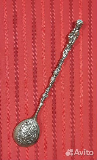 Чайная ложка. Серебро. Бирюза