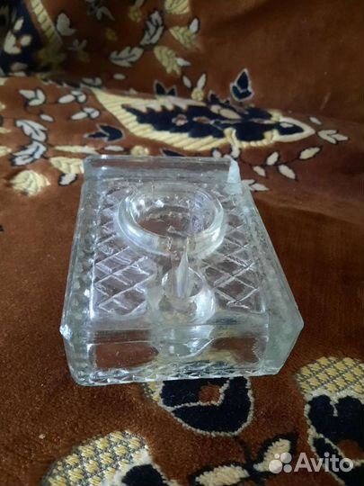 Чернильница старинная ажурное стекло