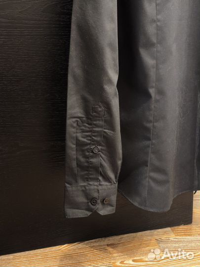 Рубашка мужская черная slim-fit