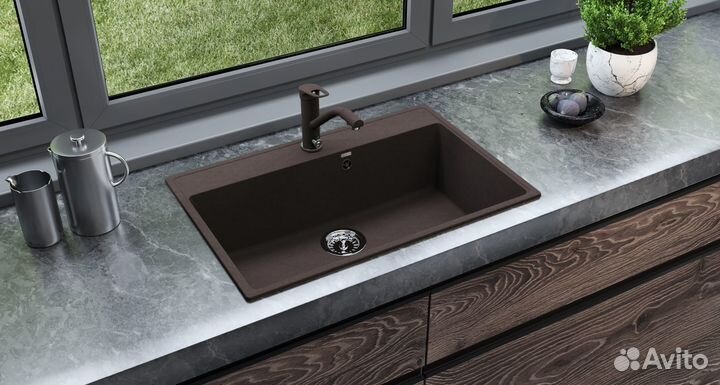 Кухонная мойка Ulgran Quartz Forte 760-06, трюфель