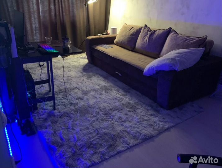 Ковер 160х100 серый пушистый