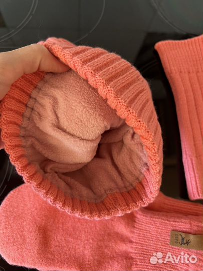 Шапка варежки и снуд комплект зимний из шерсти