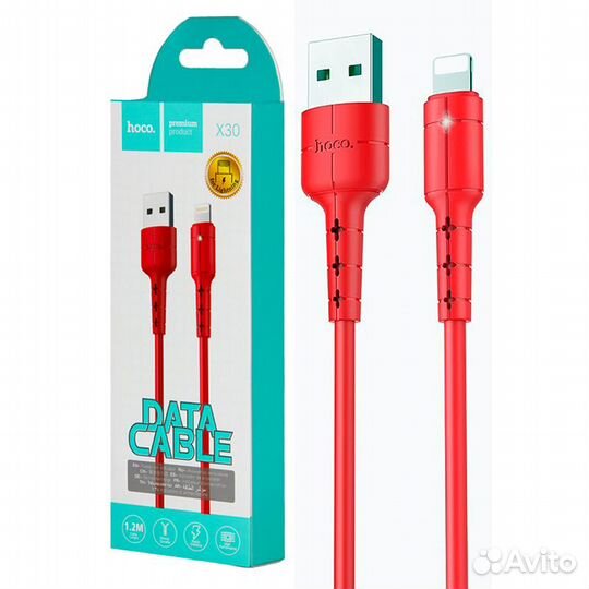 Кабель Hoco X30 Lightning красный