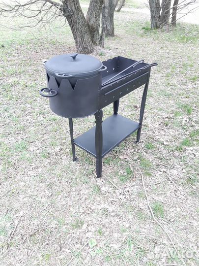Мангал с печкой под казан 34 см