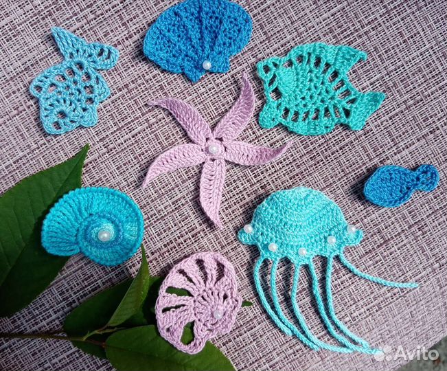 Аппликации морские крючком