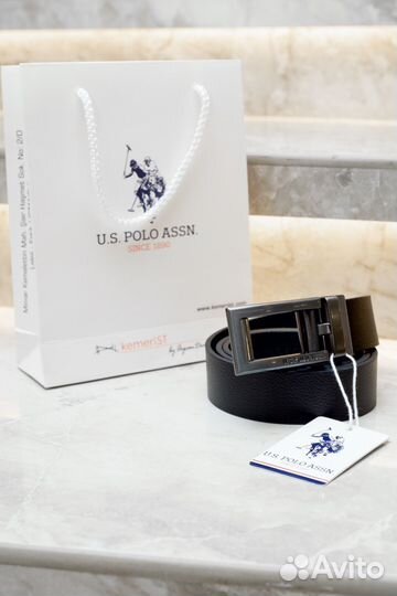 Мужской кожаный ремень polo