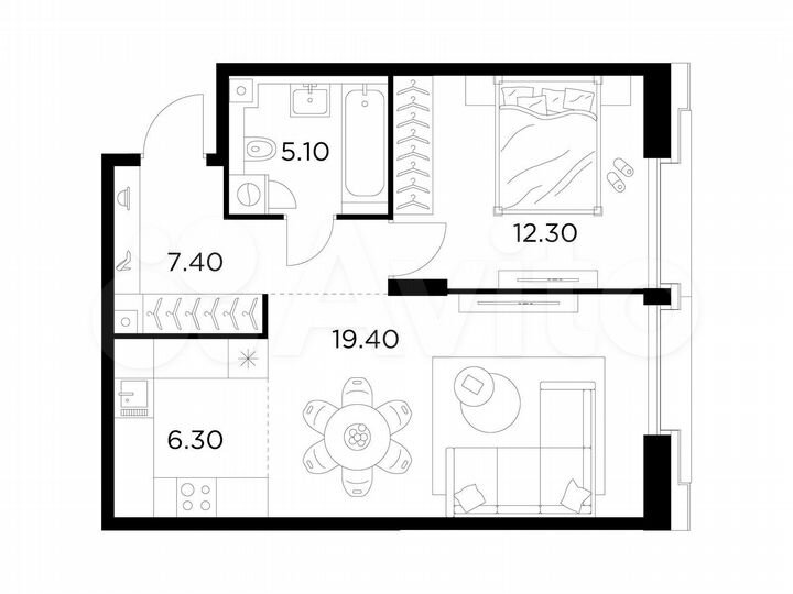 2-к. квартира, 50,5 м², 10/12 эт.