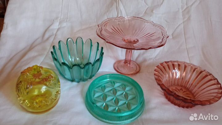 Цветное стекло ретро винтаж посуда хрусталь СССР