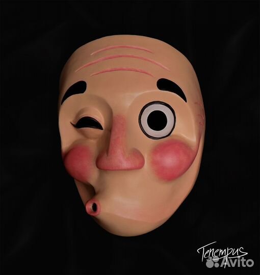 Японская традиционная маска Хёттоко. Телесная