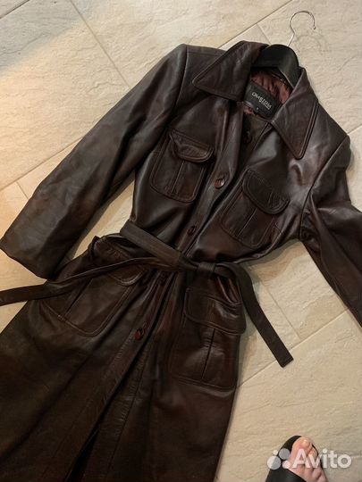 Кожаный дизайнерский плащ