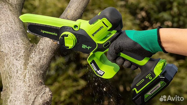Цепная мини пила аккумуляторная Greenworks