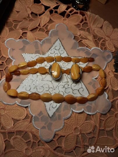 Янтарь СССР бусы и серьги