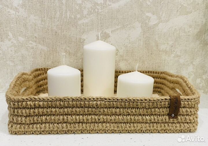 Поднос / корзина из джута ручной работы