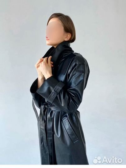 Кожаный плащ женский