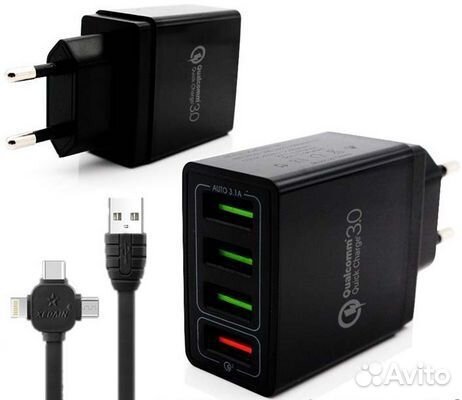 Сетевое зу xedain 3.0XD4USB 5V-12V 4xUSB