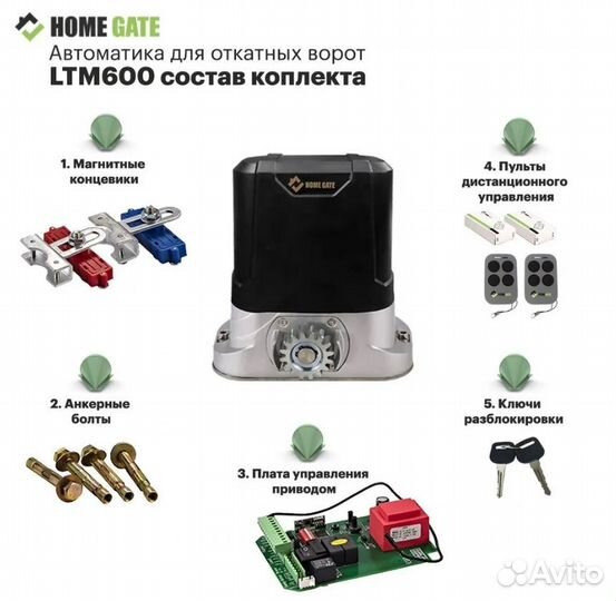 Привод для откатных ворот Home Gate LTM600