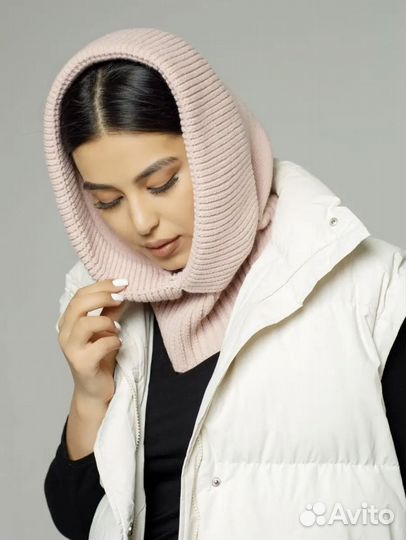 Капор (шапка капюшон) женский вязаный