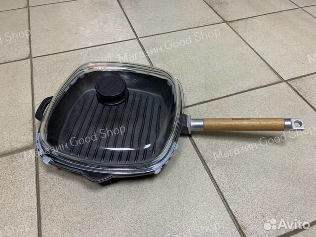 Сковорода гриль чугунная 260x260