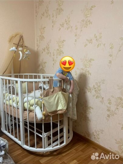 Детская кроватка трансформер 8 в 1 + текстиль