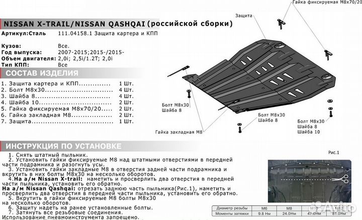Защита картера Nissan Qashqai J11