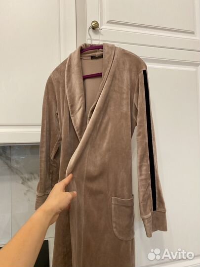 Халат домашний женский велюровый бежевый