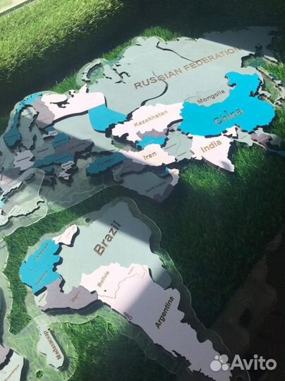 Деревянная карта Мира, России, любого региона