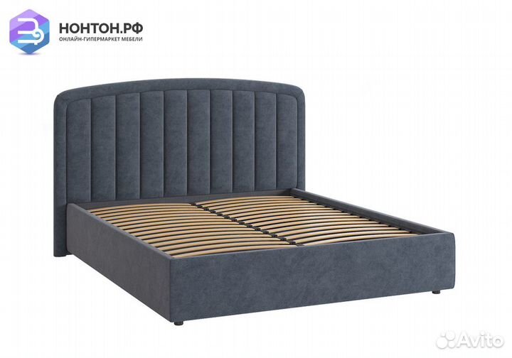 Кровать Сиена 2 1.6 м серо-синяя