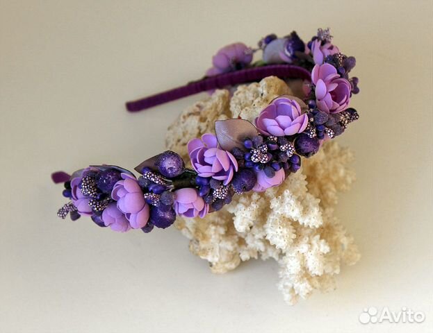 Ободок с цветами ручной работы