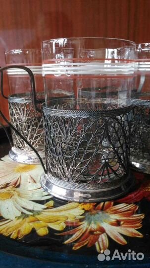 Комплект Стаканы и Подстаканники СССР